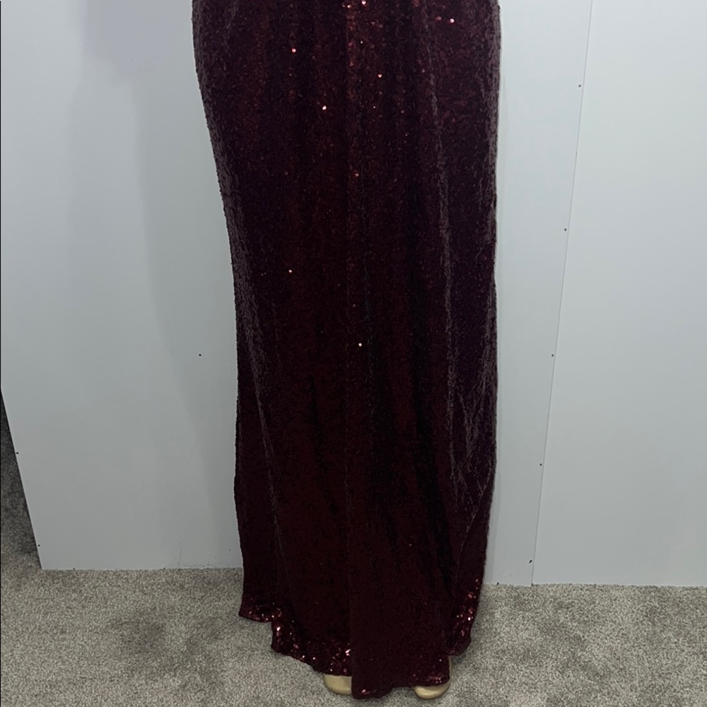 Revelry Red long deep evening dress One Shoulder SequiGown for Weddings zs 22 - Picture 6 of 16